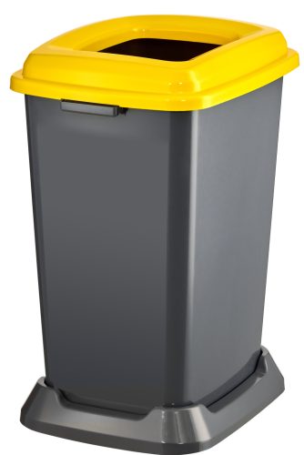 Planet Selective waste collection container, plastic, open lid, yellow, 50L
