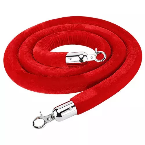 Red velour barrier rope, 240cm (VKPK24)