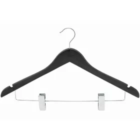 Wooden coat hanger with trouser clips