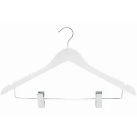 Wooden coat hanger with trouser clips