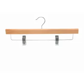 Wooden coat hanger with trouser clips
