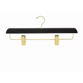 Wooden coat hanger with trouser clips