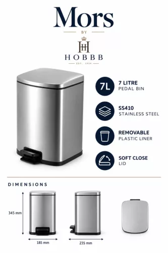 HOBBB Mors bathroom waste bin, 7.0 l