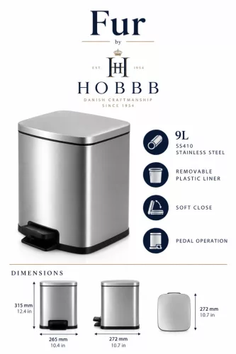 HOBBB Fur guest room waste bin, 9.0 l