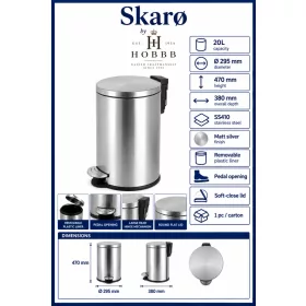 HOBBB Skarø communal area waste bin, 20 l