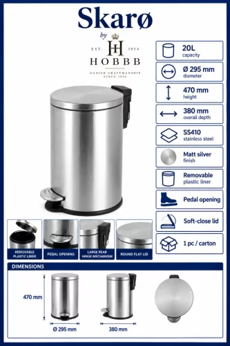 HOBBB Skarø communal area waste bin, 20 l