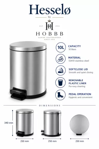 HOBBB Hesselø guest room waste bin, 10 l
