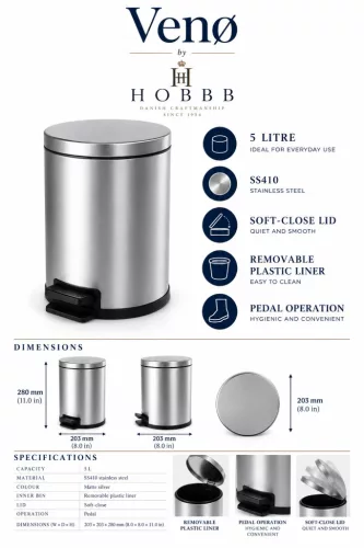 HOBBB Venø bathroom waste bin, 5.0 l