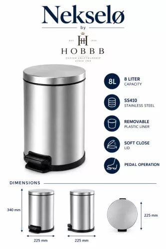 HOBBB Nekselø bathroom waste bin, 8.0 l