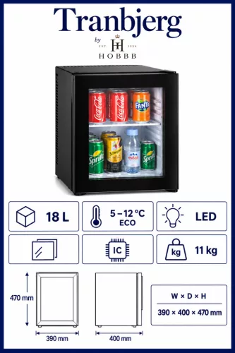 HOBBB Tranbjerg minibar fridge, 18 l