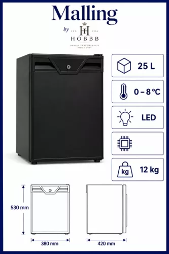 HOBBB Malling minibar fridge, 25 l