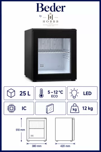 HOBBB Beder minibar fridge, 25 l