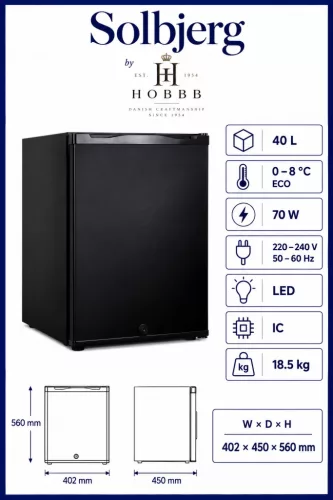 HOBBB Solbjerg minibar fridge, 40 l (XC-40A)