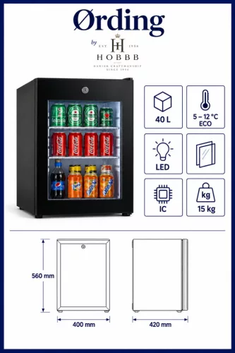 HOBBB Ørding minibar fridge, 40 l