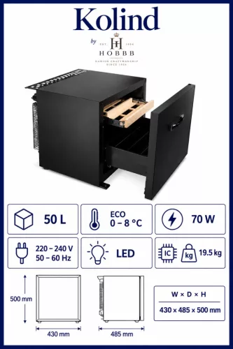 HOBBB Kolind minibar fridge, 50 l