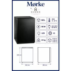 HOBBB Mørke minibar fridge, 60 l