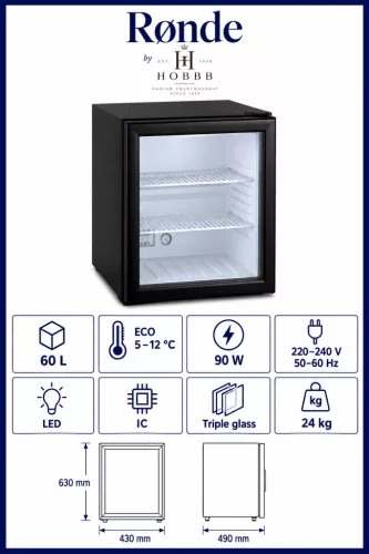 HOBBB Rønde minibar fridge, 60 l