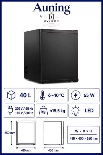 HOBBB Auning minibar fridge, 40 l