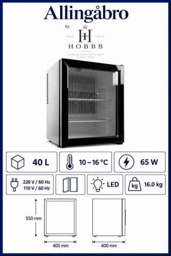 HOBBB Allingåbro minibar fridge, 40 l