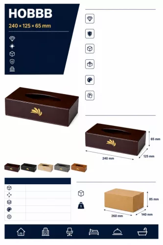 HOBBB Snøde leather-effect tissue box holder