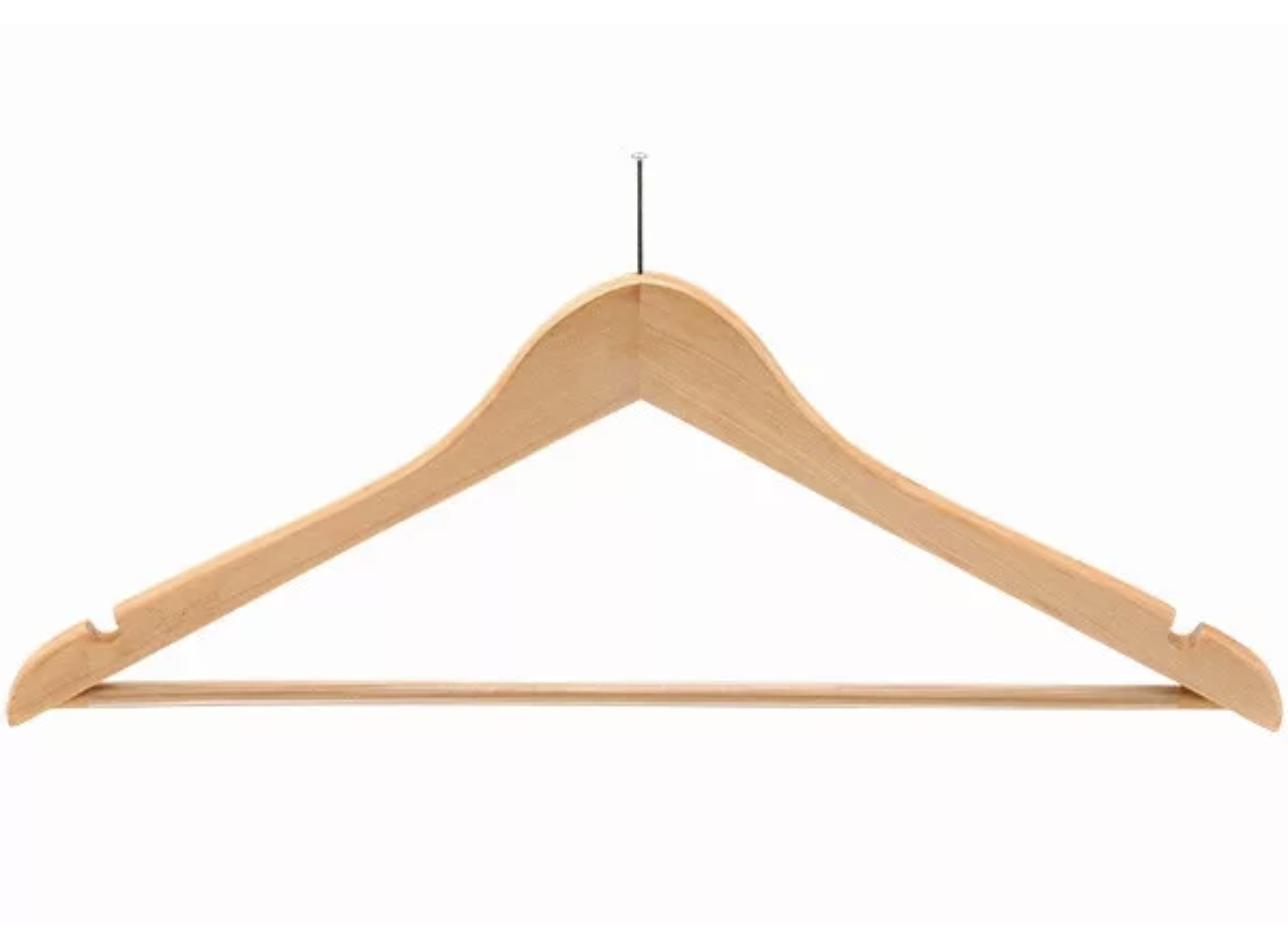 Hotel hangers: wood, metal, clips and anti-theft systems